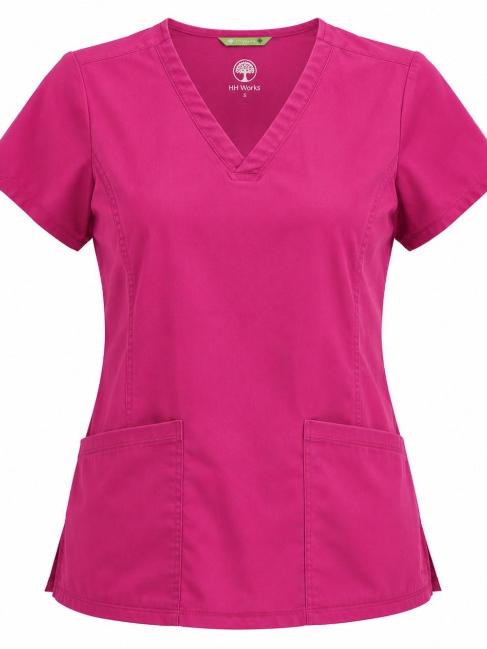 HH Works Healing Hands Scrub Top XS Pink V-Neck Medical Uniform Top